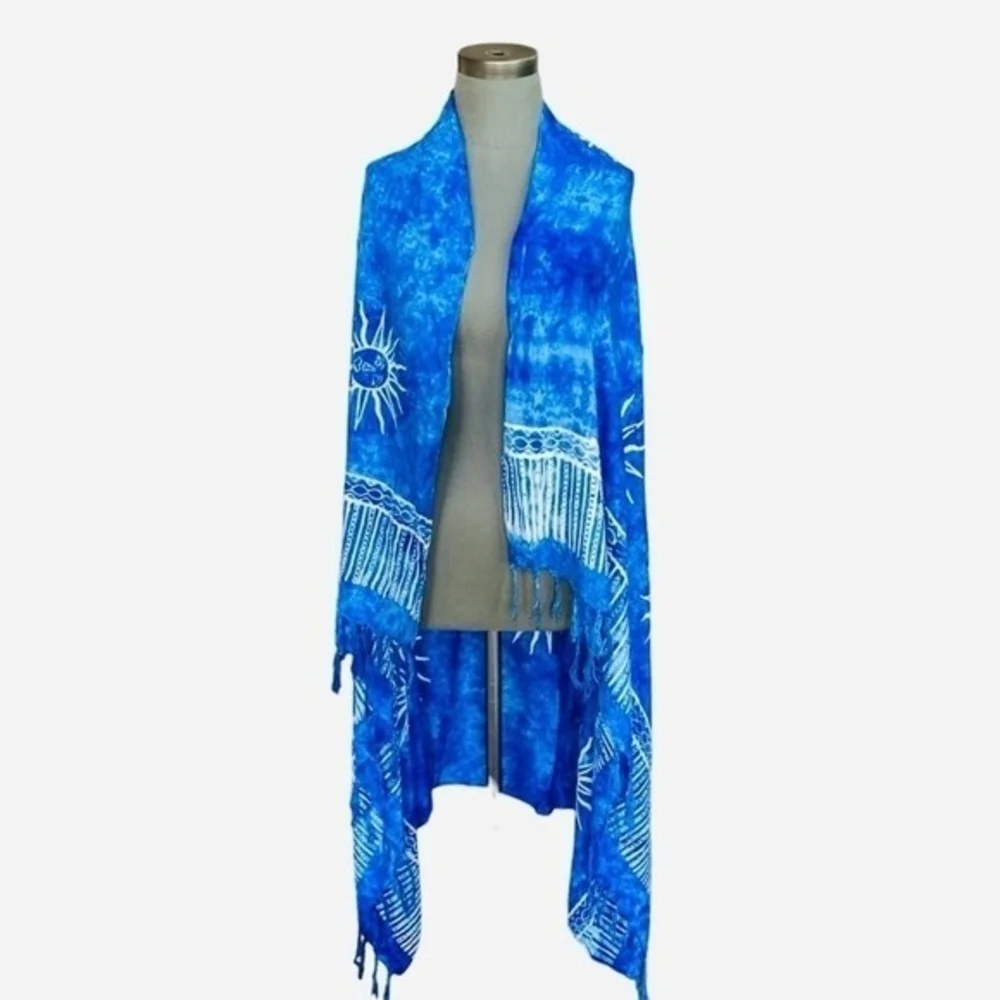 Hawaiian Tropical Blue White Sun Sarong 68